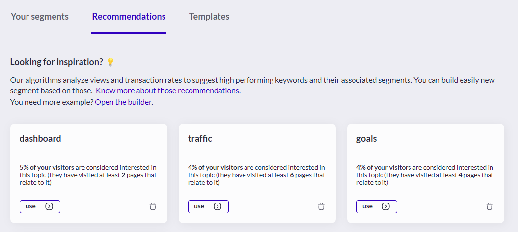 Content Interest recommendations