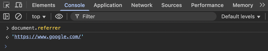 Checking document.referrer in console