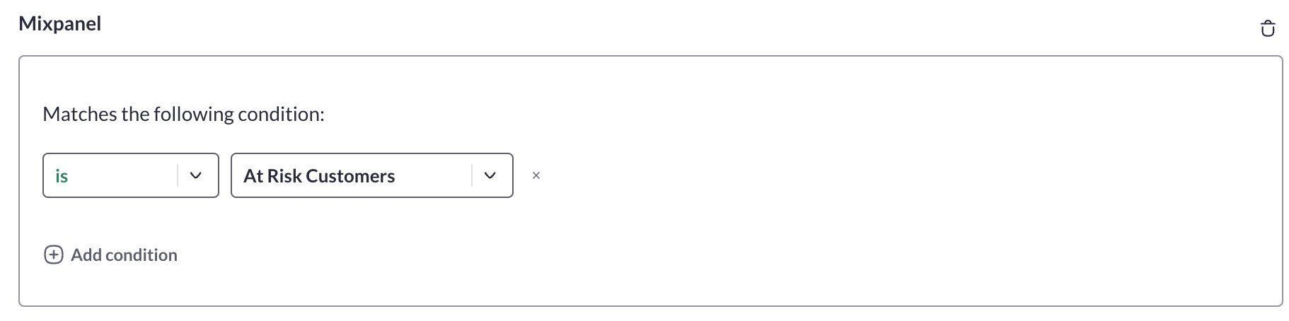 Example in the Segment builder with Mixpanel